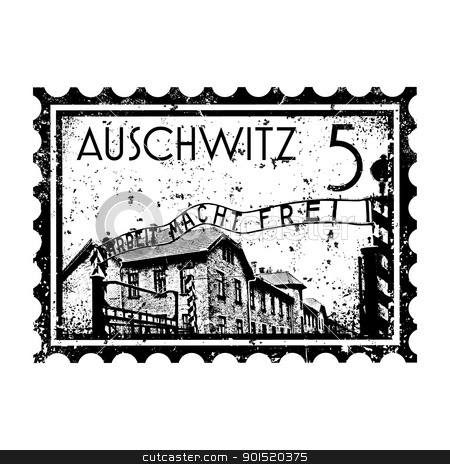 Vector illustration Vector illustration stock vector clipart, Vector illustration of Auschwitz stamp by Myvector