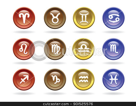 To use this stock image in your creative project, please select the size you need over to the right and click the "Add to Cart" button.
Your downloaded image will come with the Cutcaster watermark removed so don’t worry about the watermark you see on this page. Zodiac signs Glossy icons stock vector clipart, Zodiac signs Glossy icons. Vector illustration. by antkevyv