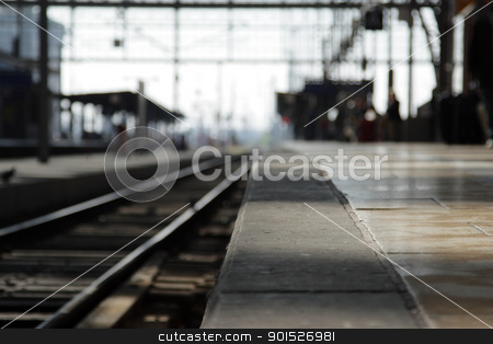 To use this stock image in your creative project, please select the size you need over to the right and click the "Add to Cart" button.
Your downloaded image will come with the Cutcaster watermark removed so don’t worry about the watermark you see on this page. Railway platform stock photo, Empty railway platform, focus on the foreground. by DirkR