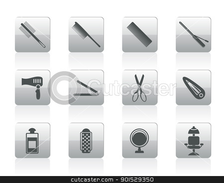 Hairdressing, coiffure and make-up icons hairdressing, coiffure and make-up icons stock vector clipart, hairdressing, coiffure and make-up icons - vector icon set by Stoyan Haytov
