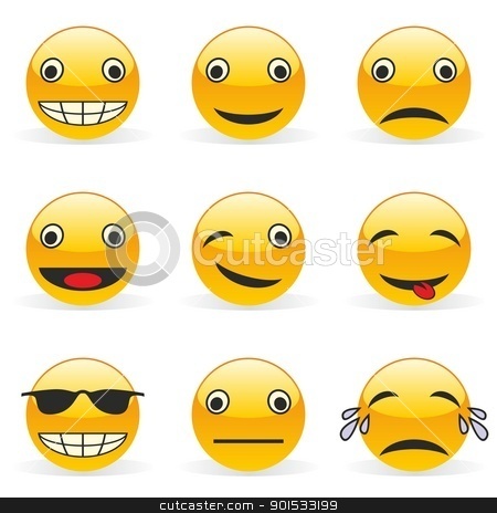 To use this stock image in your creative project, please select the size you need over to the right and click the "Add to Cart" button.
Your downloaded image will come with the Cutcaster watermark removed so don’t worry about the watermark you see on this page. Emoticons vector stock vector clipart, fully editable vector illustration of funny emoticons by pilgrim.artworks