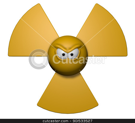 Bad energy bad energy stock photo, nuclear symbol with grim comic face - 3d illustration by J?