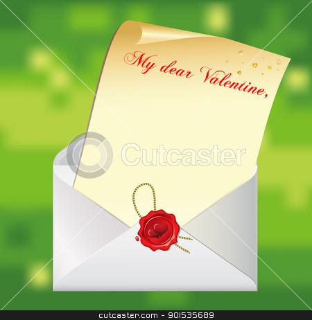 Valentines day background Valentines day background stock vector clipart, Valentines day background with letter and envelope with valentine stamp. EPS8 by Rimantas Abromas