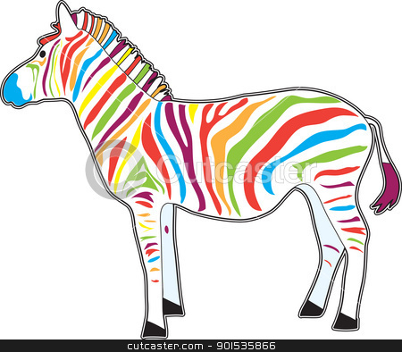 To use this stock image in your creative project, please select the size you need over to the right and click the "Add to Cart" button.
Your downloaded image will come with the Cutcaster watermark removed so don’t worry about the watermark you see on this page. Multicolored Zebra stock vector clipart, An illustration of a Zebra in profile, with multi color stripes, instead of black stripes. by Maria Bell
