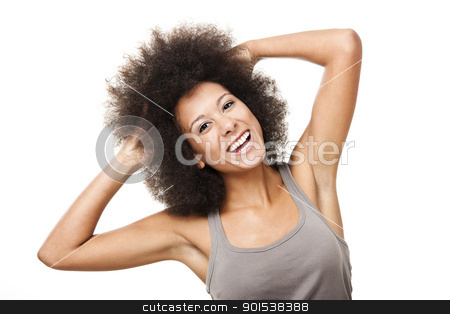 To use this stock image in your creative project, please select the size you need over to the right and click the "Add to Cart" button.
Your downloaded image will come with the Cutcaster watermark removed so don’t worry about the watermark you see on this page. Happy woman stock photo, Happy Afro-American young woman isolated on white by ikostudio