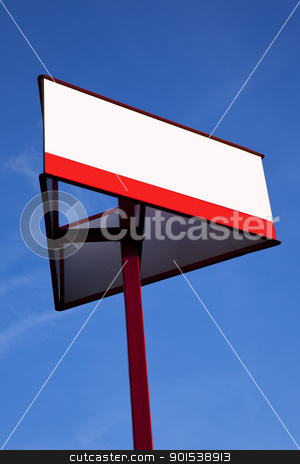Sign sign stock photo, sing with white board and blue sky by Rob Bouwman