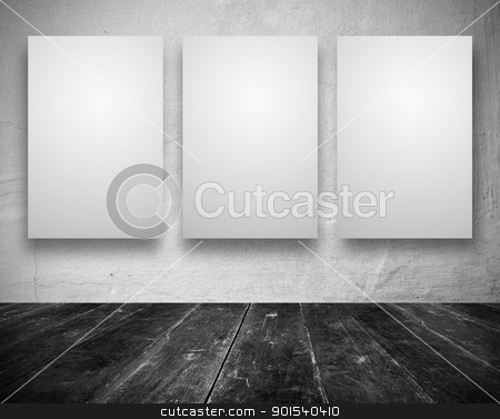 To use this stock image in your creative project, please select the size you need over to the right and click the "Add to Cart" button.
Your downloaded image will come with the Cutcaster watermark removed so don’t worry about the watermark you see on this page. Blank banners in a old dark room stock photo, Gallery Interior with empty banners in a old white room by Imaster