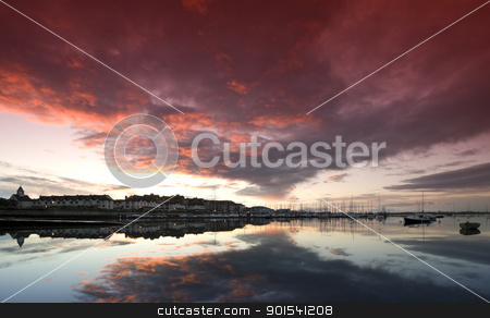 Sunset panorama Sunset panorama stock photo, Evening sky at Malahide Marina Harbour, Ireland by Rafal Stachura