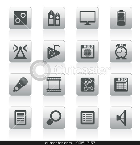 Mobile phone performance, internet and office icons Mobile phone performance, internet and office icons stock vector clipart, Mobile phone performance, internet and office icons - vector icon set by Stoyan Haytov