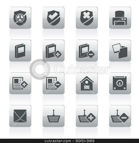 To use this stock image in your creative project, please select the size you need over to the right and click the "Add to Cart" button.
Your downloaded image will come with the Cutcaster watermark removed so don’t worry about the watermark you see on this page. Internet and Website buttons and icons stock vector clipart, Internet and Website buttons and icons - Vector icon set by Stoyan Haytov