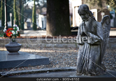 Cemetery Statue Cemetery Statue stock photo, Italian monumental cemetery: collection of two hundreds years old statues by Perseomedusa