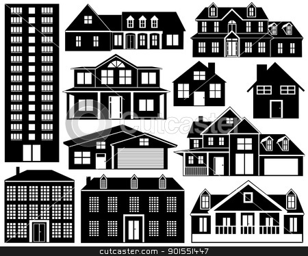 To use this stock image in your creative project, please select the size you need over to the right and click the "Add to Cart" button.
Your downloaded image will come with the Cutcaster watermark removed so don’t worry about the watermark you see on this page. House silhouettes stock vector clipart, House silhouettes isolated on white by Ioana Martalogu