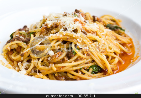Spaghetti noodles with meat sauce Spaghetti noodles with meat sauce stock photo, Spaghetti noodles with meat sauce on white plate by Lavoview