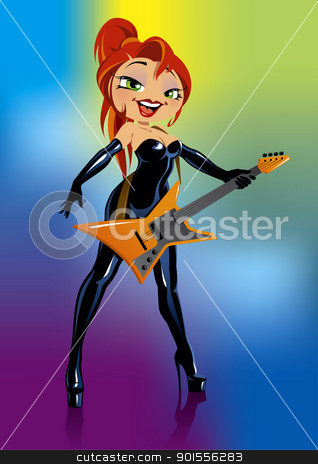 To use this stock image in your creative project, please select the size you need over to the right and click the "Add to Cart" button.
Your downloaded image will come with the Cutcaster watermark removed so don’t worry about the watermark you see on this page. Girl with guitar stock vector clipart, Singing girl with guitar, vector illustration by Vlad3563