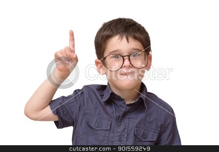 To use this stock image in your creative project, please select the size you need over to the right and click the "Add to Cart" button.
Your downloaded image will come with the Cutcaster watermark removed so don’t worry about the watermark you see on this page. Little boy in round spectacles raising finger in funny attention gesture isolated stock photo, Little boy in round spectacles raising finger in funny attention gesture isolated by Shlomo Polonsky