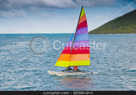To use this stock image in your creative project, please select the size you need over to the right and click the "Add to Cart" button.
Your downloaded image will come with the Cutcaster watermark removed so don’t worry about the watermark you see on this page. Small catamaran sailboat stock photo, Small catamaran sailboat in the caribbean by Christian Delbert