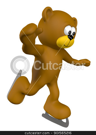 Ice-skating teddy ice-skating teddy stock photo, ice skating teddy bear - 3d illustration by J?