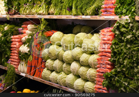 To use this stock image in your creative project, please select the size you need over to the right and click the "Add to Cart" button.
Your downloaded image will come with the Cutcaster watermark removed so don’t worry about the watermark you see on this page. Cabbage and carrot on shelf stock photo, Cabbage and carrots on grocery stor shelf by Gunter Nezhoda