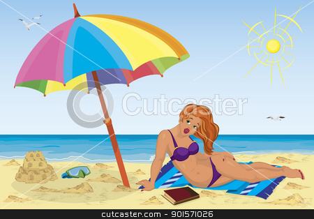 Sexy girl on the beach under colorful umbrella Sexy girl on the beach under colorful umbrella stock vector clipart, Vector illustration of a sexy girl on the beach under colorful umbrella
by Zebra-Finch