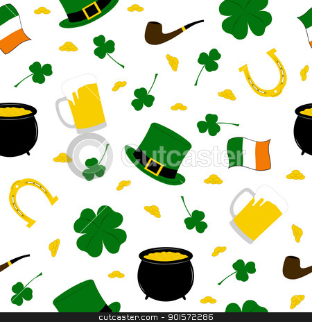 Seamless Saint Patrick's background Seamless Saint Patrick's background stock vector clipart, Seamless Saint Patrick's background isolated on white by Ioana Martalogu