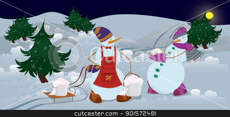 To use this stock image in your creative project, please select the size you need over to the right and click the "Add to Cart" button.
Your downloaded image will come with the Cutcaster watermark removed so don’t worry about the watermark you see on this page. Snowmen are getting diner banner stock vector clipart, Snowmen are getting diner in the night banner
by Zebra-Finch