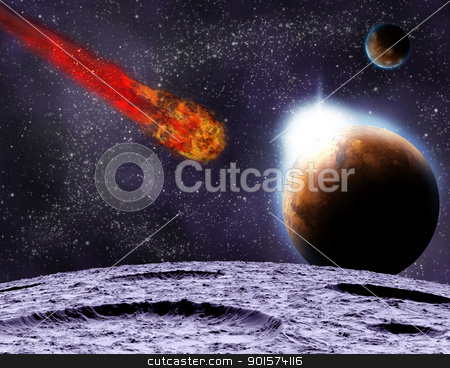 To use this stock image in your creative project, please select the size you need over to the right and click the "Add to Cart" button.
Your downloaded image will come with the Cutcaster watermark removed so don’t worry about the watermark you see on this page. Attack of the asteroid on the planet in the universe. Abstract i stock photo, Attack of the asteroid on the planet in the universe. Abstract illustration of a meteor impact. by mozzyb