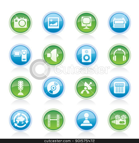 Media and household equipment icons Media and household equipment icons stock vector clipart, Media and household equipment icons - vector icon set by Stoyan Haytov