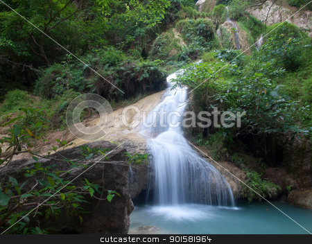 Erawan waterfall Erawan waterfall stock photo, Emerald color water in tier seventh of Erawan waterfall, Erawan National Park, Kanchanaburi, Thailand by Exsodus