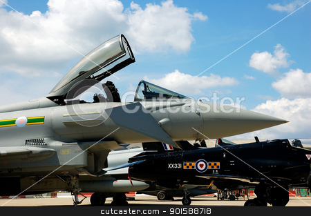 To use this stock image in your creative project, please select the size you need over to the right and click the "Add to Cart" button.
Your downloaded image will come with the Cutcaster watermark removed so don’t worry about the watermark you see on this page. Eurofighter Typhoon cockpit stock photo, Detail of an Eurofighter Typhoon in Gibraltar by Salva Reyes