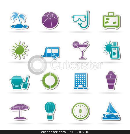 Vacation and holiday icons Vacation and holiday icons stock vector clipart, Vacation and holiday icons - vector icon set by Stoyan Haytov