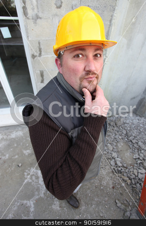 To use this stock image in your creative project, please select the size you need over to the right and click the "Add to Cart" button.
Your downloaded image will come with the Cutcaster watermark removed so don’t worry about the watermark you see on this page. Pensive builder stock photo, Pensive builder by photography33