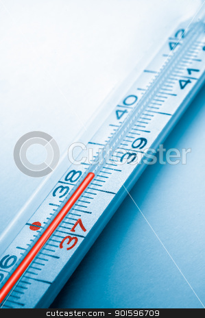Clinical thermometer clinical thermometer stock photo, blue colored picture of clinical thermometer, high temperature by Robert Remen