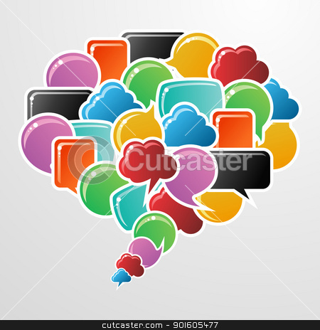 To use this stock image in your creative project, please select the size you need over to the right and click the "Add to Cart" button.
Your downloaded image will come with the Cutcaster watermark removed so don’t worry about the watermark you see on this page. Social media bubbles in communication speech stock vector clipart, Social speech bubbles in different colors and shapes in communication speech illustration. Vector file available. by Cienpies Design