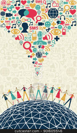 Social media people concept Social media people concept stock vector clipart, Social media network connection concept, with colors social icons texture, on light background. Vector file available by Cienpies Design