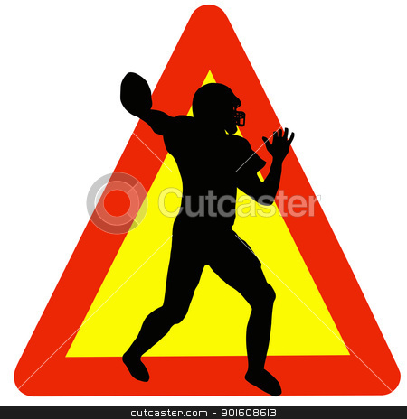 To use this stock image in your creative project, please select the size you need over to the right and click the "Add to Cart" button.
Your downloaded image will come with the Cutcaster watermark removed so don’t worry about the watermark you see on this page. Football Player Silhouette on Traffic Warning Sign stock photo, Warning Football Played Here on Traffic Sign by Snap2Art