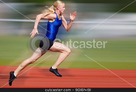 Speed blur Speed blur stock photo, Young athlete running down the track with motion blur added by Steve Mcsweeny