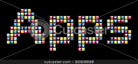 Mobile phone icons set in Apps word Mobile phone icons set in Apps word stock vector clipart, Smartphone applications icon set in Apps word shape. Vector file layered for easy manipulation and customisation. by Cienpies Design