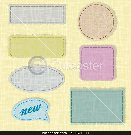 To use this stock image in your creative project, please select the size you need over to the right and click the "Add to Cart" button.
Your downloaded image will come with the Cutcaster watermark removed so don’t worry about the watermark you see on this page. fabric stock vector clipart, labels and fabric labels with space for text by Miroslava Hlavacova