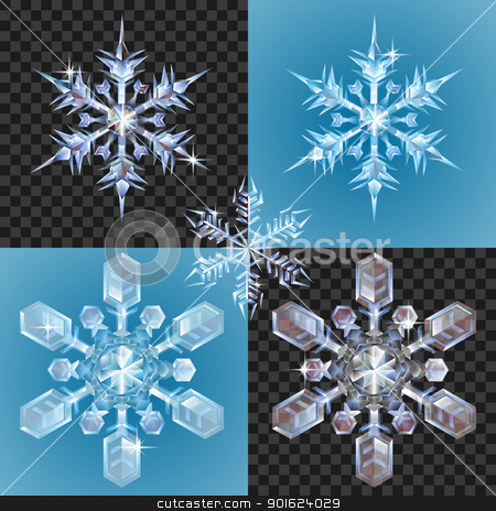 Christmas Snowflake design elements Christmas Snowflake design elements stock vector clipart, Series of transparent snowflake design elements shown on different backgrounds by Christos Georghiou