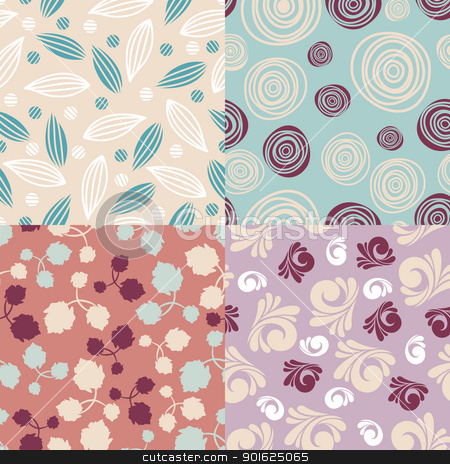 Set of cute seamless backgrounds set of cute seamless backgrounds stock vector clipart, set of cute seamless backgrounds vector illustration by SelenaMay