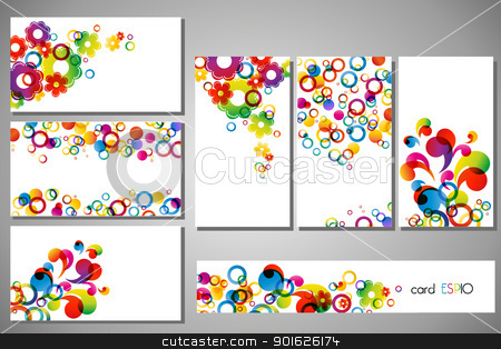 To use this stock image in your creative project, please select the size you need over to the right and click the "Add to Cart" button.
Your downloaded image will come with the Cutcaster watermark removed so don’t worry about the watermark you see on this page. cards stock vector clipart, colorful business cards on white background by Miroslava Hlavacova