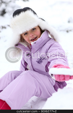 Little girl sitting on the snow Little girl sitting on the snow stock photo, Little girl sitting on the snow by photography33