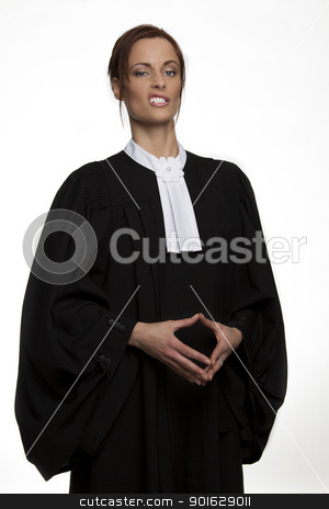 To use this stock image in your creative project, please select the size you need over to the right and click the "Add to Cart" button.
Your downloaded image will come with the Cutcaster watermark removed so don’t worry about the watermark you see on this page. The face of the law stock photo, Canadian attorney in full attire making a face by Yann Poirier
