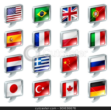 Flag speech bubble icons buttons Flag speech bubble icons buttons stock vector clipart, Set of flag speech bubble icons buttons; great for anything related to languages; regions or translation; or country specific web forum sections. by Christos Georghiou