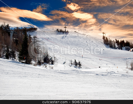 To use this stock image in your creative project, please select the size you need over to the right and click the "Add to Cart" button.
Your downloaded image will come with the Cutcaster watermark removed so don’t worry about the watermark you see on this page. Ski resort stock photo, Panorama of a modern ski resort somewhere in Europe. by Sinisa Botas
