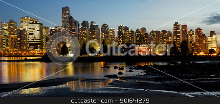 To use this stock image in your creative project, please select the size you need over to the right and click the "Add to Cart" button.
Your downloaded image will come with the Cutcaster watermark removed so don’t worry about the watermark you see on this page. Vancouver BC City Skyline and Deadman's Island stock photo, Vancouver BC Canada City Skyline and Deadman's Island at Night Panorama by Jit Lim