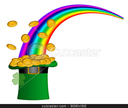 Saint Patricks Day Hat of Gold with Rainbow Saint Patricks Day Hat of Gold with Rainbow stock photo, Saint Patricks Day Hat of Gold with Shamrock Coins and Rainbow Illustration by Jit Lim