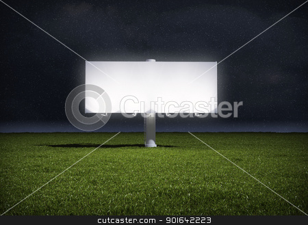 Ad billboard Ad billboard stock photo, Ad billboard standing in a field of grass - night version by Mopic