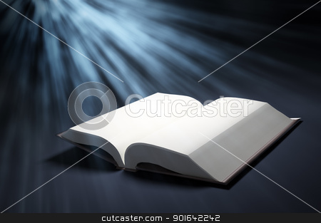 Open book Open book stock photo, Open blank book with a ray of light from the above by Mopic