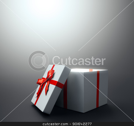 White gift with a red ribbon White gift with a red ribbon stock photo, White gift with a red ribbon - christmas celebration image by Mopic